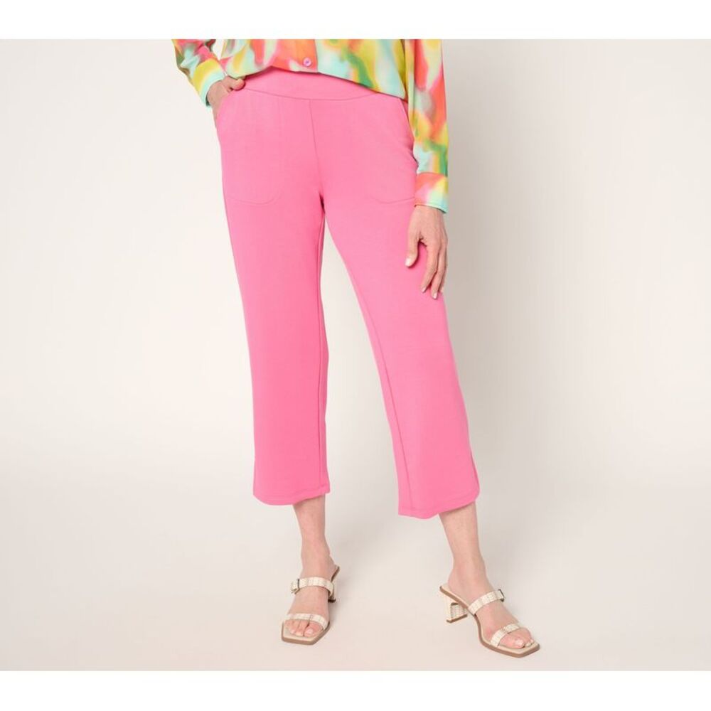 Calvin Klein Women's Pants Sz M Acquitted Knit Cropped Pink A689778